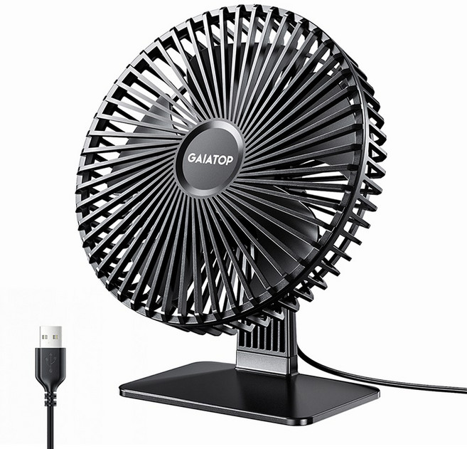 GAIATOP 데스크 팬 휴대용 USB 팬 90 ° 조정 가능한 냉각 팬 음소거 4 속도 조정 매우 조용함 홈 데스크 사무실에 적합, 검은 색, 협력사
