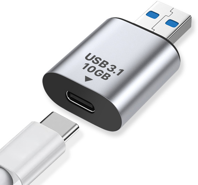 시그니처 C타입 to USB 3.1 OTG 변환 젠더 연결 고속충전, 1개, 실버, 40mm