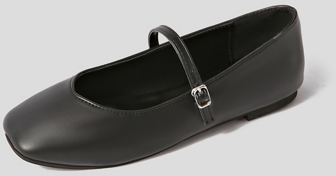 로제 스퀘어 브이컷 메리제인 로퍼 플랫슈즈(1cm)