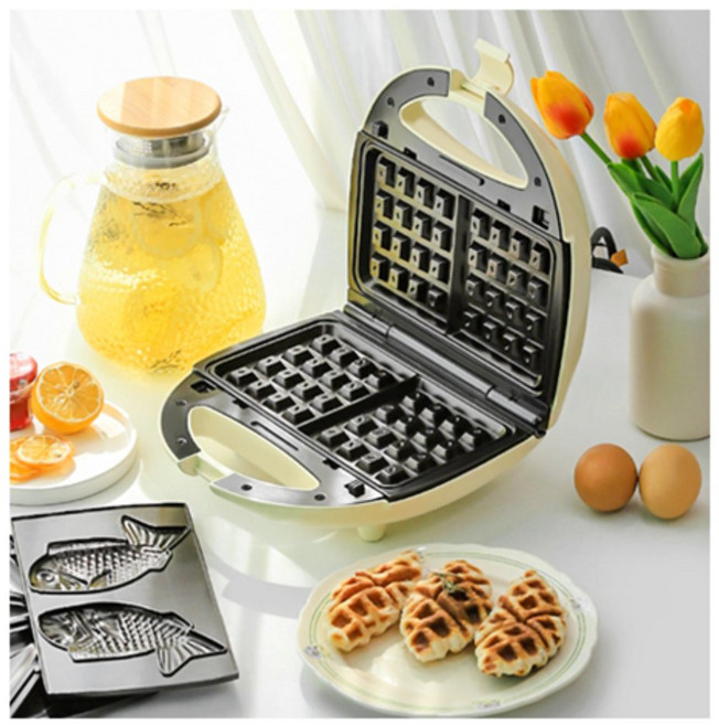 와플 메이커 2구 붕어빵 샌드위치 카페 가정 손잡이 잡금락