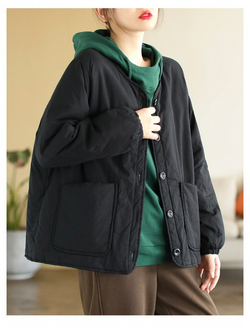 COSYEVNO 겨울 패딩 코트 루즈핏 문예 따뜻한 여성 빅포켓 점퍼