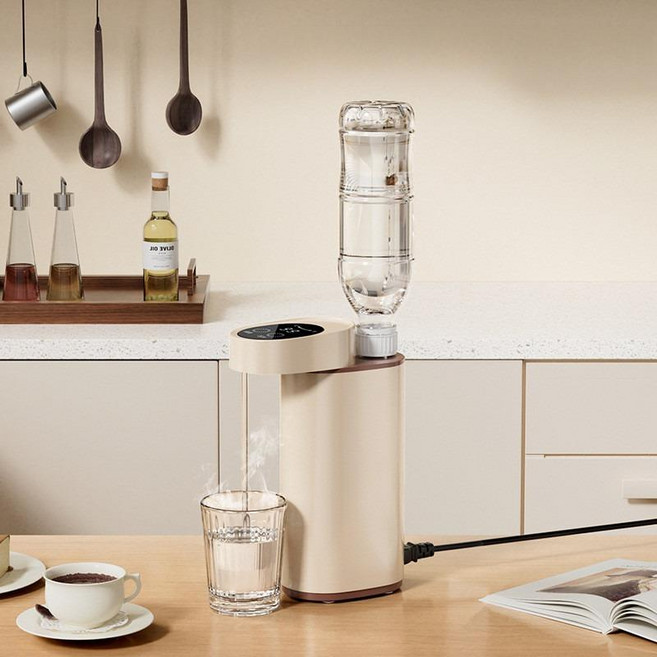 휴대용 미니 순간 가열 온수 펌프 정수기 소형 가정용 캠핑용 여행용 물통 주전자, B_크림색