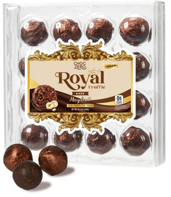 ChocZero 초콜릿 코팅 초크제로 다크 헤이즐넛 트러플 비건 무설탕 글루텐 프리 케토 홀리데이 선물 고섬유질 개별 포장 16개 8.5온스 1팩, 다양한, 1