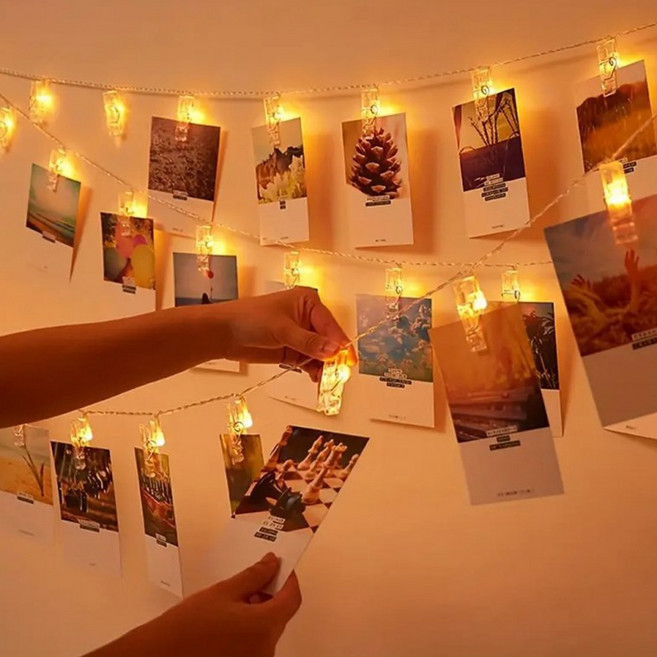 [개미물류] 클립전구 홈파티 크리스마스 줄조명 무드등 LED 집게 프로포즈 인테리어 가랜드, 10구, 1개, 10구