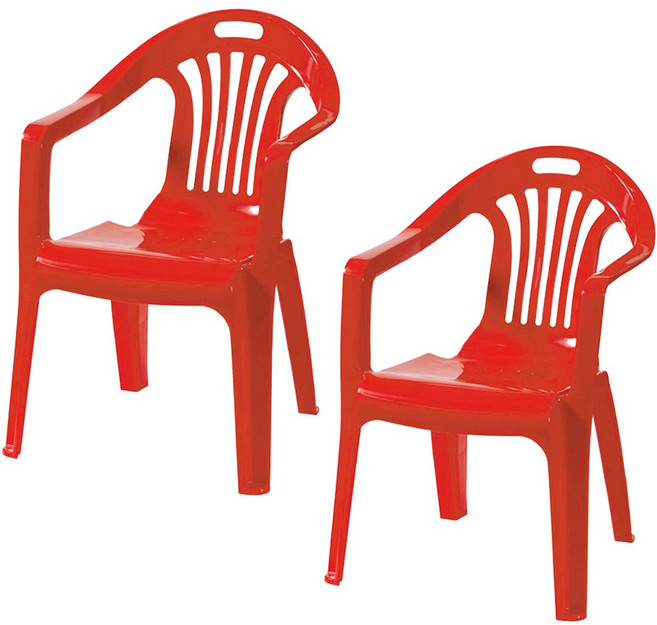 플라스틱의자 팔걸이의자 행사 편의점 포장마차 간이용 보조 2개, 레드