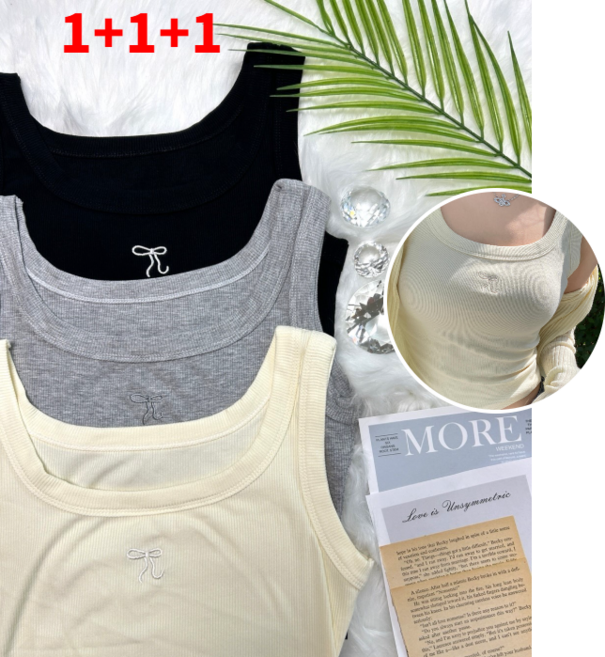 골지 부유방커버 비스코스 나시 3종세트 1+1+1 여름데일리 슬림핏 민소매 이너