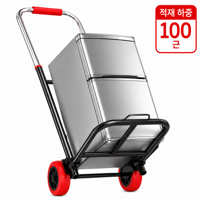 tinduo 접이식 휴대용 가정용 손수레 가볍고 강함적재 용량 100근 업그레이드 버전, 블랙, 1개