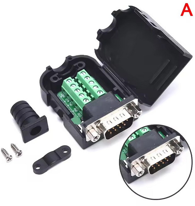 DB9 RS232 RS485 터미널 커넥터 암수 브레이크아웃 납땜없는 변환, 1개, A-DB9 수 너트형