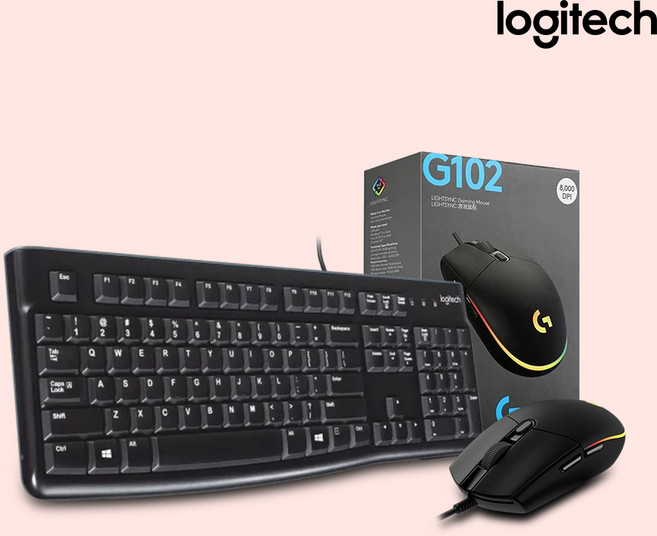 로지텍 K120 NEW 유선 키보드+로지텍 G102 (정품박스) 게이밍 유선 마우스세트, 로지텍 G102 블랙, K120 G102, 일반형