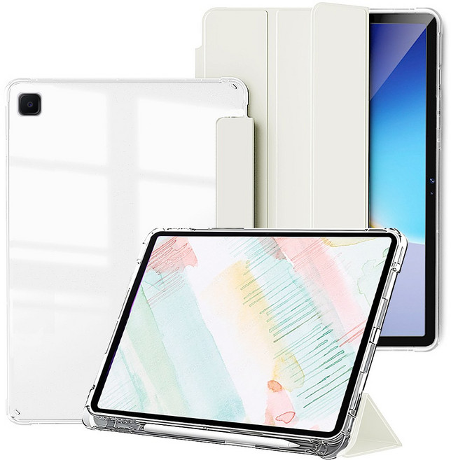 태블리 갤럭시탭 클리어 에어가드 S펜수납 케이스, 크림화이트, 1개