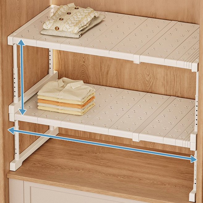 플랜와이 높이길이 모두 조절 가능한 옷장 만능 레이어드 선반, 1개, 화이트7