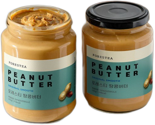 포레스티 국내제조 무첨가 100% 땅콩버터 200g 2병 무가당 신선한 피넛버터, 2개