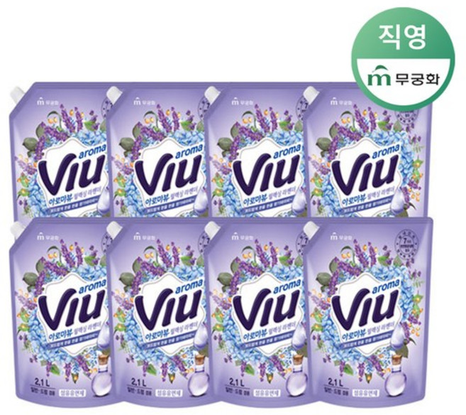 아로마뷰 섬유유연제 라벤더향, 2.1L, 8개