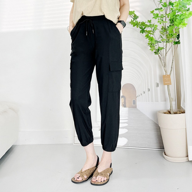 103st -3도 냉감 여름 카고 조거 팬츠/여성 배기핏 밴딩 스판 시원한 얼음 바지