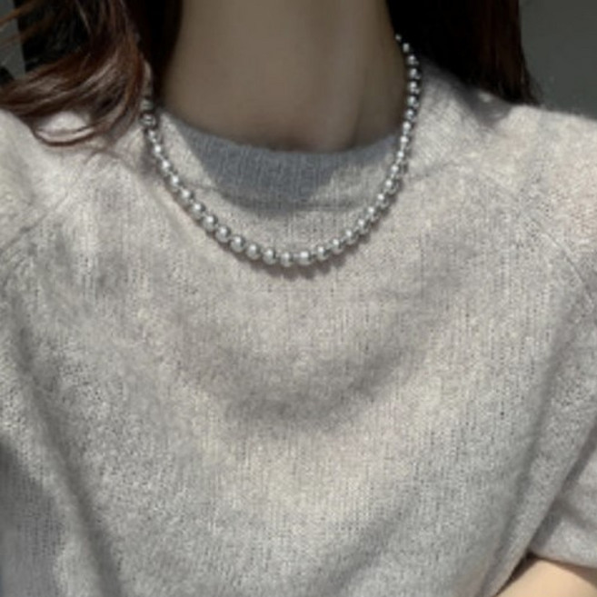 루비앤 스와로브스키 흑진주 실버925 우아한 클래식 진주 목걸이 데일리 레이어드 진주목걸이