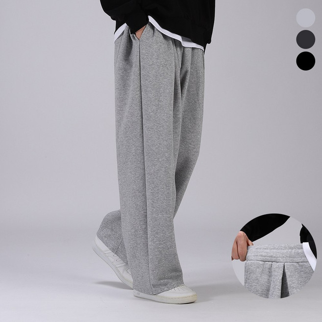 후앙스 데일리 3단 기장 스웨트 핀턱 와이드 트레이닝 팬츠 HMTP-5101