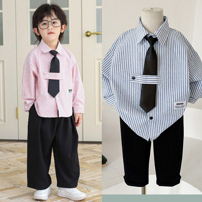 아동 스트라이프셔츠 3종세트 남아하객룩