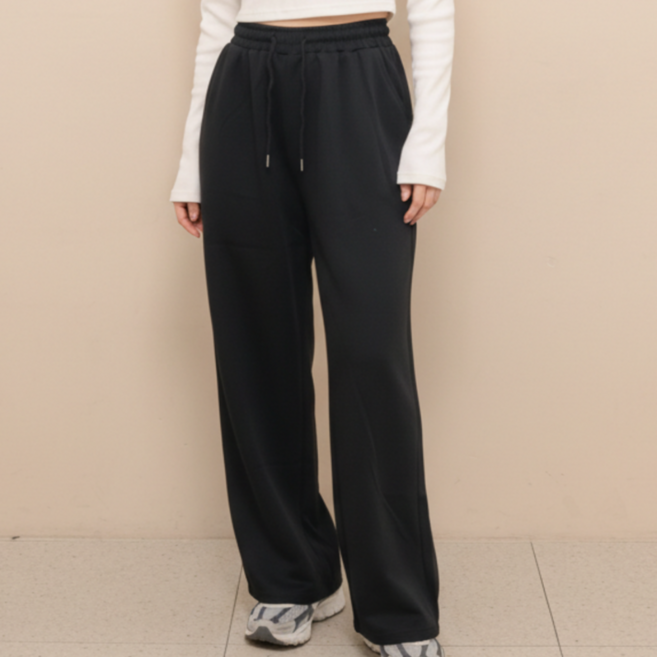 바이엘라 여성 트레이닝바지 와이드 츄리닝 바지 밴딩 팬츠