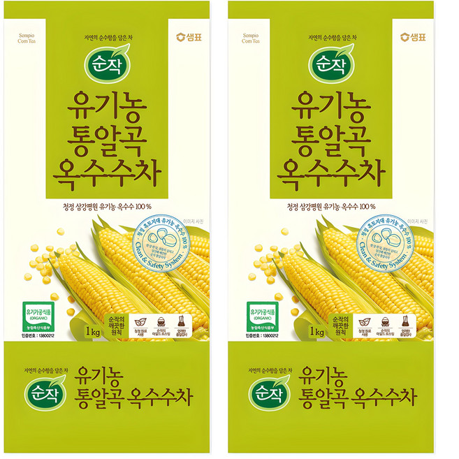 순작 유기농 통알곡 옥수수차, 1kg, 1개입, 2개