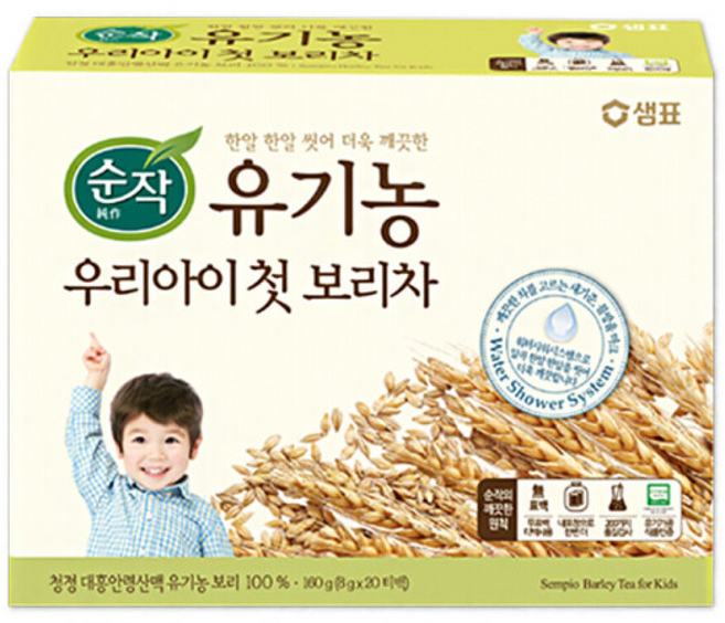 샘표 순작 유기농 우리아이 첫 보리차, 160g, 2개입