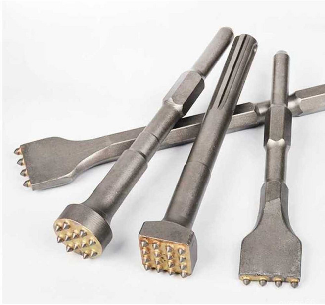 콘크리트 치핑기 해머 드릴 벽 공구 에어 치퍼 함마 시멘트 다듬기 뿌레카 망치 소형 렌치 끌 공압 펀치기 4포인트 플랫형 155mm 1개, 4포인트 플랫형 155mm × 1개