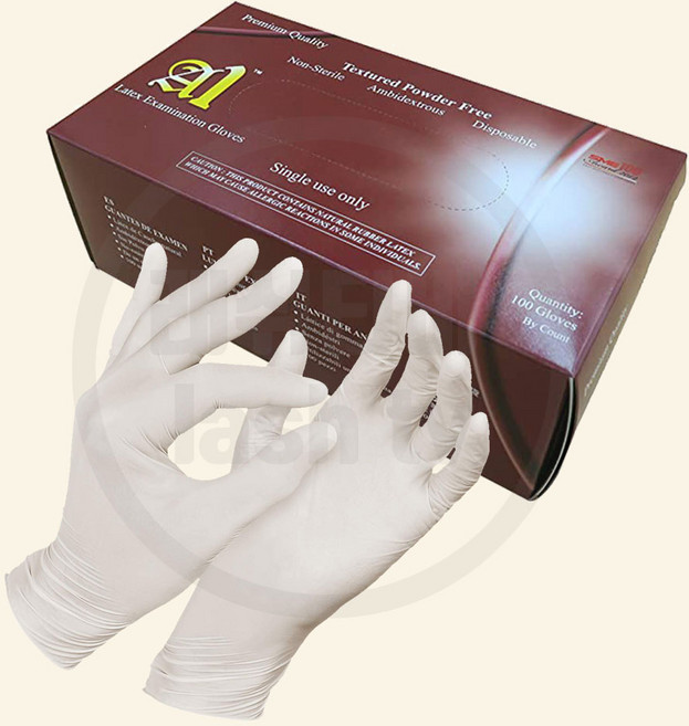 A1 에이원 라텍스 장갑 100매 파우더프리 반영구 왁싱 속눈썹펌 재료, 아이보리, 소(S), 1개