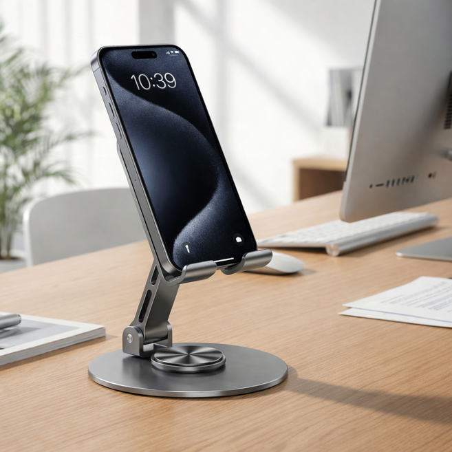 리프하임 자유 각도 조절 접이식 휴대폰 거치대, 2개, 스틸 그레이
