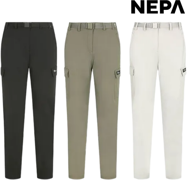 [백화점발송] 네파 여성 간절기 등산 카고 포켓 팬츠 허리 밴딩 장시간 편안한 착용감 가벼움 활동성 야외활동 슬림핏 일상 트레킹 여행 출근 긴바지