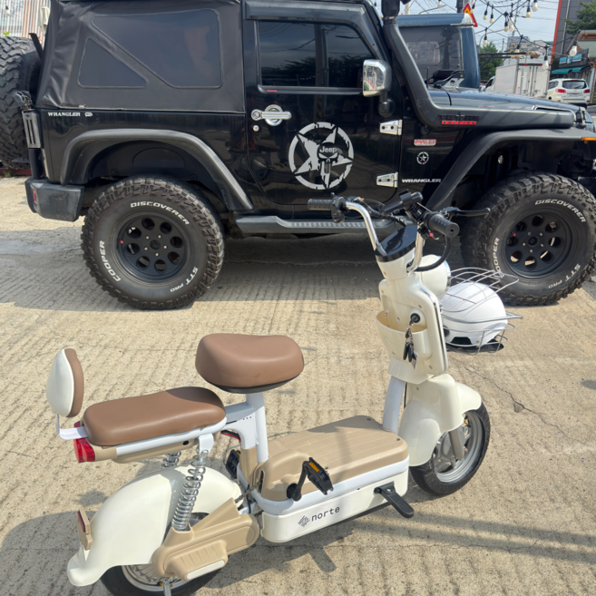 노르테 전동 스쿠터 전기 자전거 오토바이 팻바이크 성인용 출퇴근 미니벨로, 프리미엄, 화이트