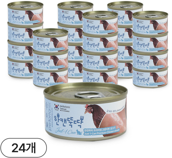 한캔뚝딱 프리미엄 고양이 습식 간식 캔, 85g, 24개, 닭고기
