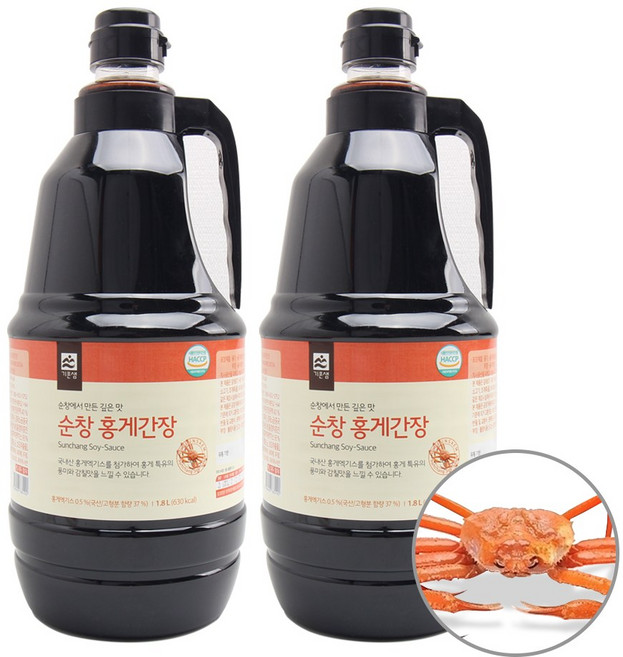 [종합코리아]홍게간장 순창 홍게맛간장, 1.8L, 2개