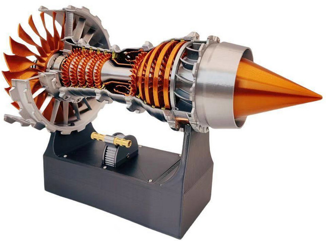 비행기 엔진 모형 엔진모형 모터 공기 제트 터보팬 장식품, 1 배터리 잔량X(셀프 조립 재미 많음)
