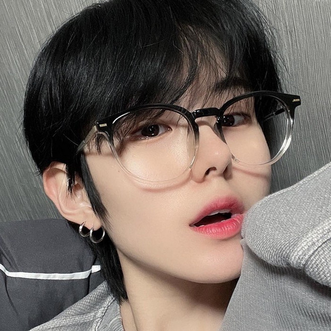 남자 여자 데일리 동글이 원형 반뿔테 투명 빅 오버사이즈 안경테