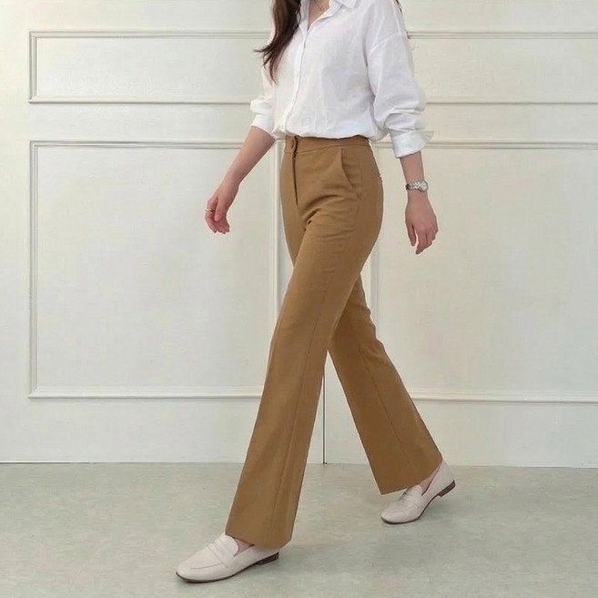 여성 라인 부츠컷 팬츠 빅사이즈여성의류 밴딩 슬랙스 히든밴딩 스판바지 봄 여름 가을