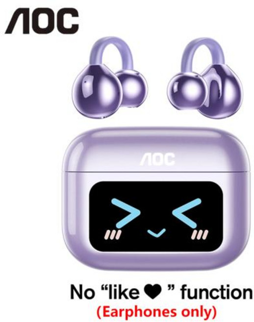 실시간 번역 이어폰 해외 여행 어학 공부 오리지널 AOC ACD3521 AI OWS 100개 이상 언어 지원 헤드폰 스테레오 터치 디스플레이 멀티 이어버드 HD 통화 M100, 2)purple