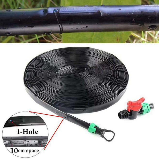 호스 100M 드립 온실 워터 원예 파이프 16mm 테이프 냄비 관개 마이크로 커넥터가있는 20 담그는, 1Hole Space 10cm Set, 30m, 1개