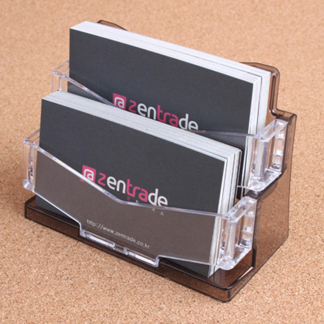 AN 탁상용 2단 명함꽂이 책상 명함 보관함 거치대, 검정, 1개