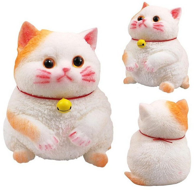 큰 핸드 페인팅 고양이 스퀴시 장난감 스트레스 완화를 위한 크고 귀여운 울트라 소프트 키티 스퀴즈 피젯 장난감 성인 아동용 Kawaii 스퀴시 스티커 동물 장난감 자폐증용, lucky cat-라지