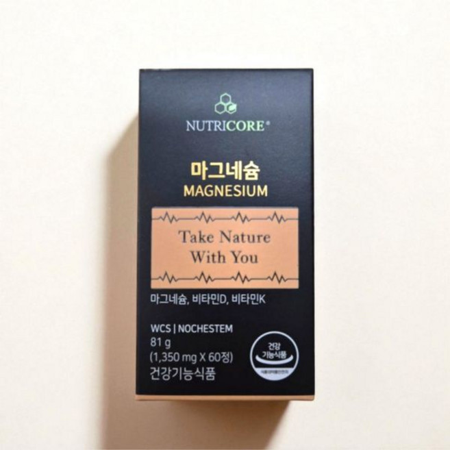 뉴트리코어 WCS 쌀 발효 마그네슘 영양제 비타민D 보충제 60정 1개 591204, 뉴트리코어 WCS 쌀 발효 마그네슘 영양제 비타민D 보