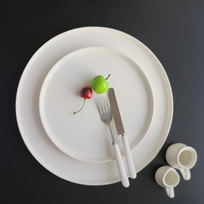 화이트 대형 원형 피자 접시 업소용 빅 돈가스 브런치 플레이팅 큰 도자기 그릇 5size, 4호 원형접시29cm, 1개