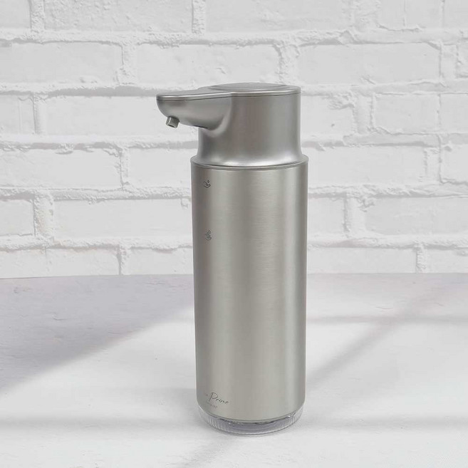 원프라임 메탈 자동 손세정기 욕실 손세정제 디스펜서 해드워시 OP-207 거품비누, 1개, 메탈릭 실버