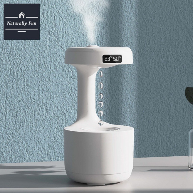 내추럴리펀 무중력 물방울 거꾸로 가습기 초음파 역류 물멍 습도 조절 800ml, 화이트