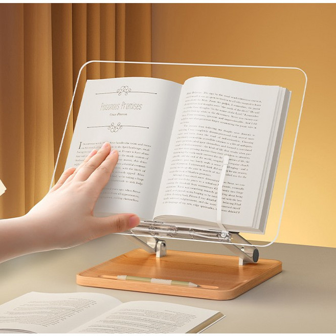 NIUFLY 투명 독서대 높이 조절 위즈 책받침대 태블릿 거치대, 투명 아크릴