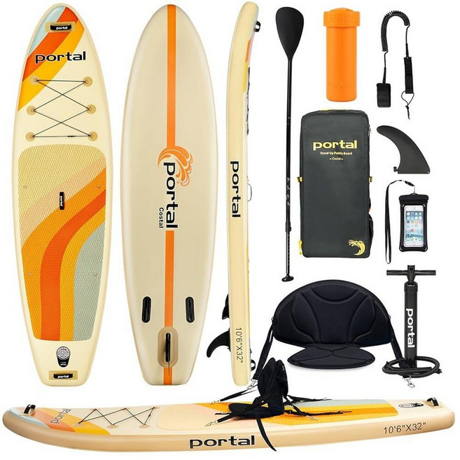Portal SUP Inflatable Paddle Board for Adults 10'6'' Stand Up Paddleboard Non-Slip Deck Blow up Pa