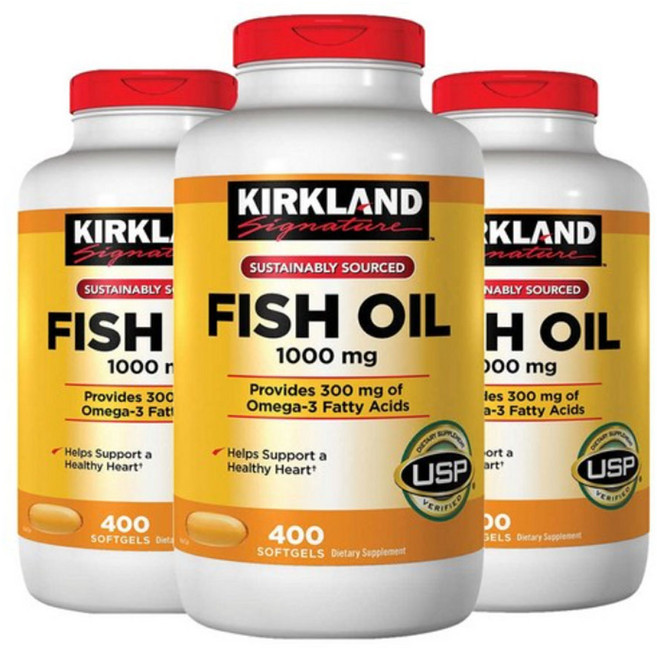커클랜드 피쉬오일 오메가3 1000mg, 400정, 3개