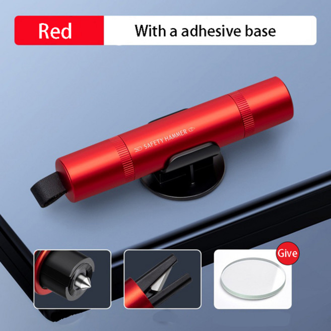 자동차 망치 비상 유리 차단기 벨트 커터 고경도 텅스텐 강철 2in1 구조 도구 액세서리, Alloy-Red, 1개
