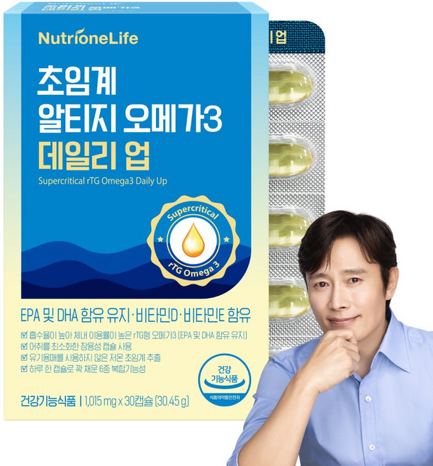 뉴트리원 초임계알티지오메가3 데일리 업 비타민D 비타민E 함유 혈행건강 초임계 rTG 오메가3, 1개, 30정