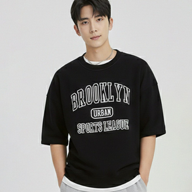 어워크 (M-5XL) 오버핏 반팔티 남자 여자 빅사이즈 반팔 티셔츠_브루리그