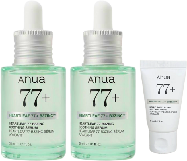 아누아 어성초77 B3징크 트러블 진정 세럼 더블기획 (+수딩크림 20ml), 2개, 30ml