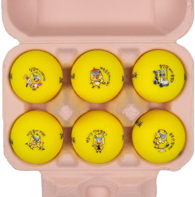 계란골프공 햇병아리 캐릭터 볼빅 무광택 2피스 골프공 6구, 1개, 6개입, 옐로우